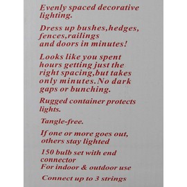 Holiday Pride Red Net Lights - Red Christmas Net Lights Outdoor for Bushes - 150 Count Red Bulbs with Green Netted Wire (4 Ft x 6 Ft) - Indoor/Outdoor Use - UL Listed - Static & Blinking Modes