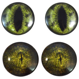 40mm Dark Green Alligator and Crocodile 2 Pair Bundle Large Glass Eyes Animal Faux Taxidermy Art Jewelry Supply Wire Wrap Needle Felting Clay Creature Craft Sculpture