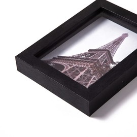 Muzilife 5x7 Shadow Box Frame 4-Pack Wood 3D Picture Frame with Glass Cover Display Case for Wall-Hanging or Free-Standing Picture Showcase, Black