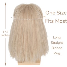 Miss U Hair Men Fluffy Blonde Wig and Full Bangs with Black Glasses Mullet Punk Cosplay Party Wig