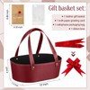 Wonderjune Leather Empty Gift Basket with Gift Bags Ribbons Greeting