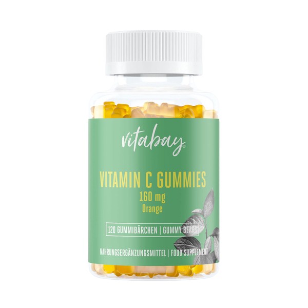Vitamin C 160 mg - gummy bears orange flavour - natural vitamin C without gelatine - 100% vegan from fermentation of GM free corn and citrus fruits
