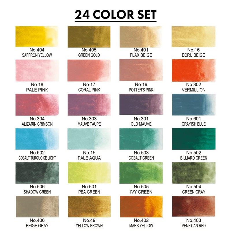 Kuretake Gansai Tambi Watercolor Pans - Set of 24, Art