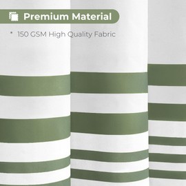 Seasonwood Sage Green Shower Curtain Boho Stripe Shower Curtains with Tassel Farmhouse Shower Curtain for Bathroom 72 X 72 Inches