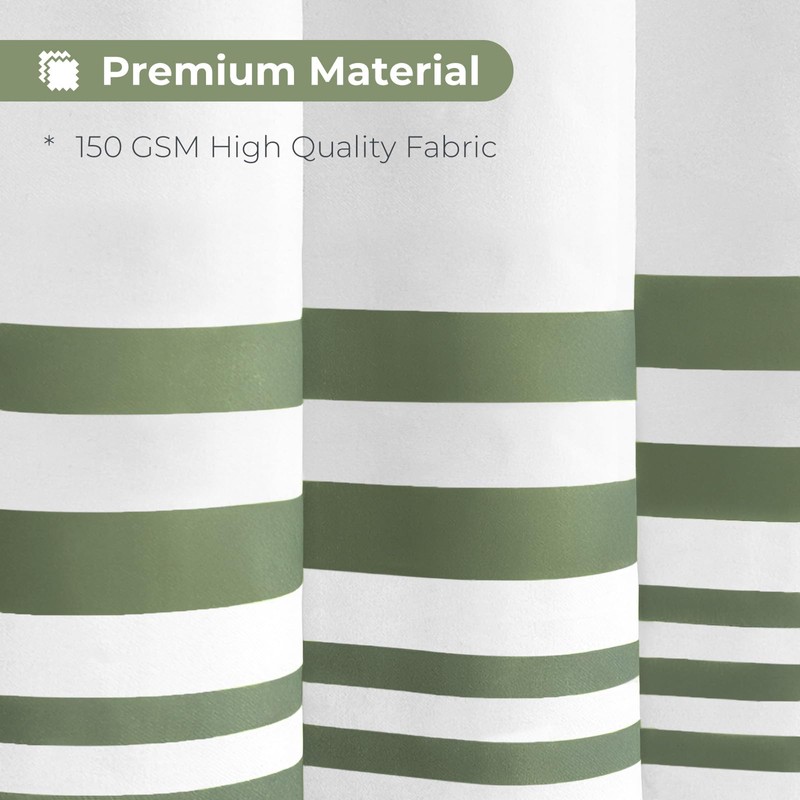 Seasonwood Sage Green Shower Curtain Boho Stripe Shower Curtains with