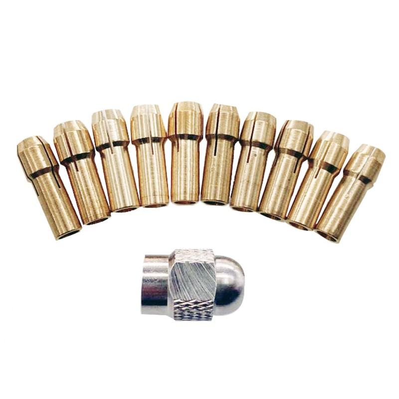 IWOMA 11PCS Brass Collet FitsDremel Rotary Tools Including 0.5/0.8/1.0/1.2/1.5/1.8/2.0/2.4/3.0/3.2mm 11