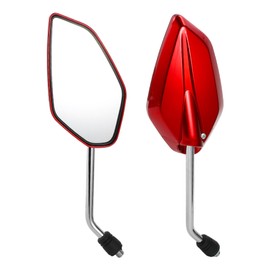 REPAIROCK 1 Set Motorcycle Rear View Mirrors Bar End Side Mirrors Mount Universal Adjustable Iron Plastic Red M10 Prismatic Shape