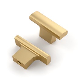 Amerdeco 10 Pack Champagne Bronze Cabinet Knobs 2 Inch (50MM) Single Hole Cabinet Pulls Kitchen Cabinet Knobs Drawer Knobs T Bar ZH0026