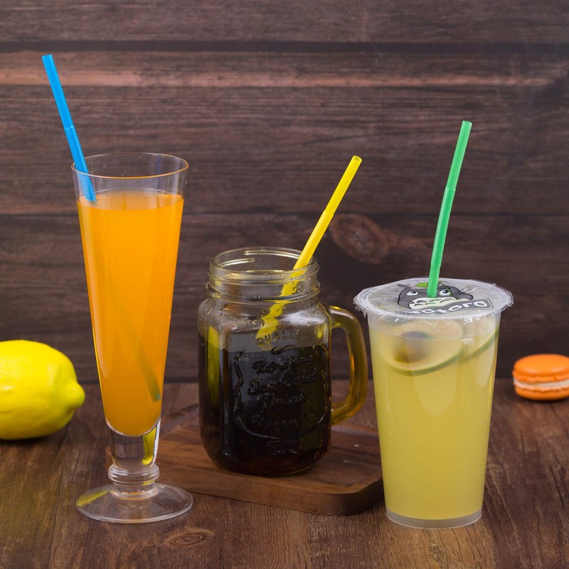 100 Pcs Colorful Flexible Plastic Straws, Disposable Bendy Straws, 10.2"