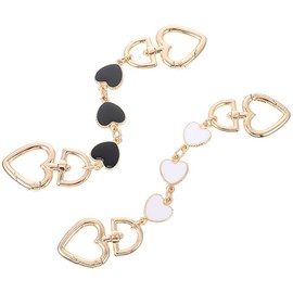 LUOZZY 2pcs Purse Strap Extenders Heart Shape Chain Strap Chains Purse Handbag Heart Extension Chains