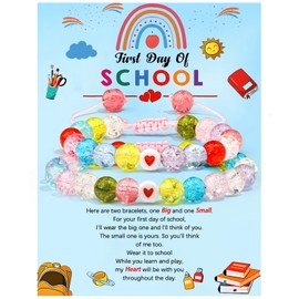 Back to School Gifts First Day of Kindergarten Preschool Pre K 1st 2nd 3rd Grade Gift Mommy and Me Mom Mother Daughter Bracelets Back to School Essentials Stuff Decorations Deals for Girls Kids