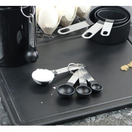 Reston Lloyd 4pc Measuring Spoons for Dry & Liquid Ingredients, Food Grade Plastic with Stainless Steel Handles, Black