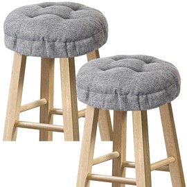Sunlit Bar Stool Covers - Set of 2 Round Bar Stool Seat Covers, Soft and Cushioned Bar Chair Covers, Easy to Install and Wash, Cover Only, 14 Inch Diameter, Gray