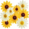 9 PCS Sunflower Paper Fan Decorations Set, Yellow and White
