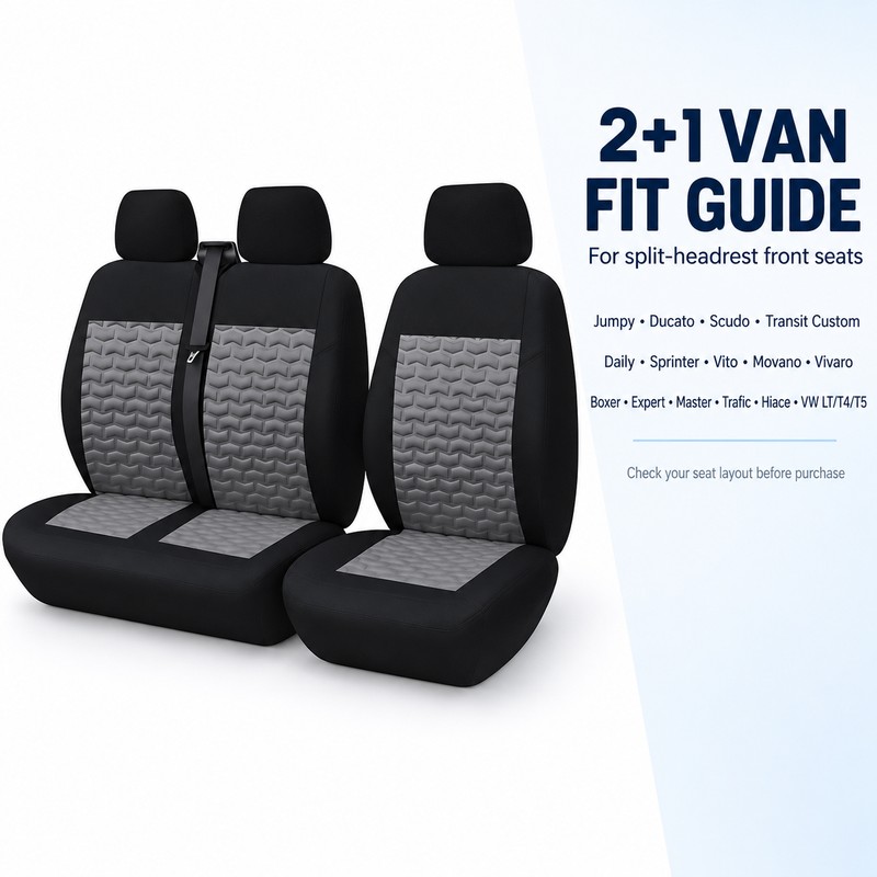 2+1 Universal Van Front Seat Covers for Single Driver &