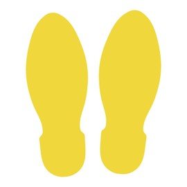 LiteMark 9 Inch Lemon Yellow Unifoot Footprint Stickers Safe for Floors and Walls - 6 Pairs - Straight Feet Design