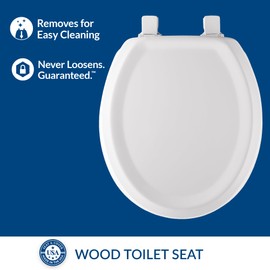 Mayfair Sculptured Traditional Toilet Seat, Easy Clean Hinges with Durable Wood Seat, Made in USA, Round, White