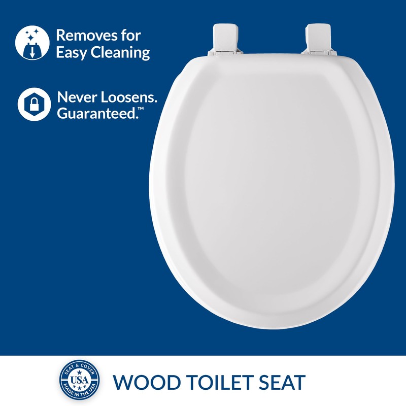 Mayfair Sculptured Traditional Toilet Seat, Easy Clean Hinges with Durable