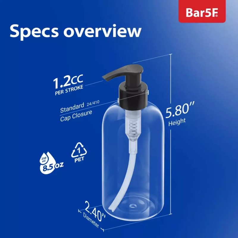 Bar5F 펌프 디스펜서가 있는 Bar5F 플라스틱 병 8온스 누수 방지