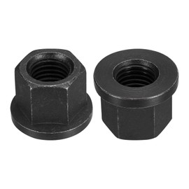 sourcing map M20 Flange Hex Nuts, 2pcs Grade 8.8 Carbon Steel Black Oxide Finished Hex Flange Nuts for Machinery