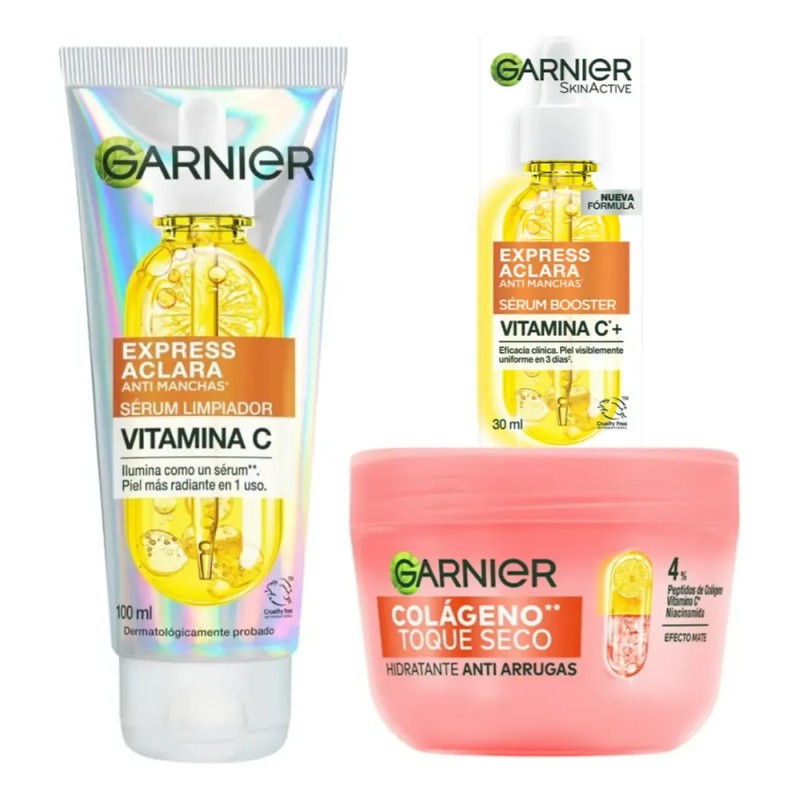 Kit Iluminador Garnier Colágeno+niacinamida+c 3pasos Seco