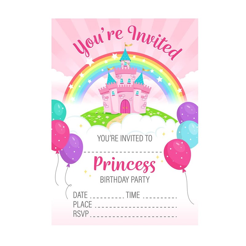 32 Princess Party Invites - Kids Childrens Birthday Party Invitations