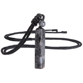 KYEYGWO Cuboid Crystal Pendant for Men and Women, Healing Stone Bar Necklaces, Rectangle Gemstone Chains, Lucky Stone Amulet, Blessing Jewellery with Adjustable Nylon Rope, Black Labradorite Nylon