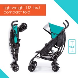 Summer Infant 3Dlite Convenience Stroller, Teal - Lightweight Stroller with Aluminum Frame, Large Seat Area, 4 Position Recline, Extra Large Storage Basket, 1 Count (Pack of 1)