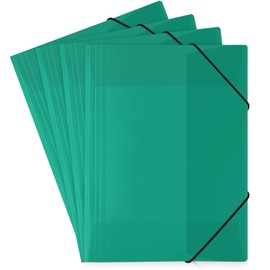 SKYDUE 4 Stück Sammelmappe A4, Postmappe A4 Schule, Mappe Aus Kunststoff Mit Gummizug, Eckspannermappe Für Zeichnungen, Dokumente, Papiere(Türkis)