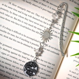 Pyotivol Vintage Bookmark Decoration Pendant Silver Metal Pendant Hook Glass Bead Chain Book Marks for Reading Women, Men, Book Lovers, Girls, Teens, Teachers and Students Handmade Bookmarks