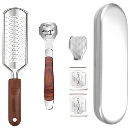 Foot File & Callus Remover,Heavy - Duty Pedicure Tool with 20 Blades in Box, Ergonomic Handle, for Wet/Dry Use on Cracked Heels, Dead Skin & Corns