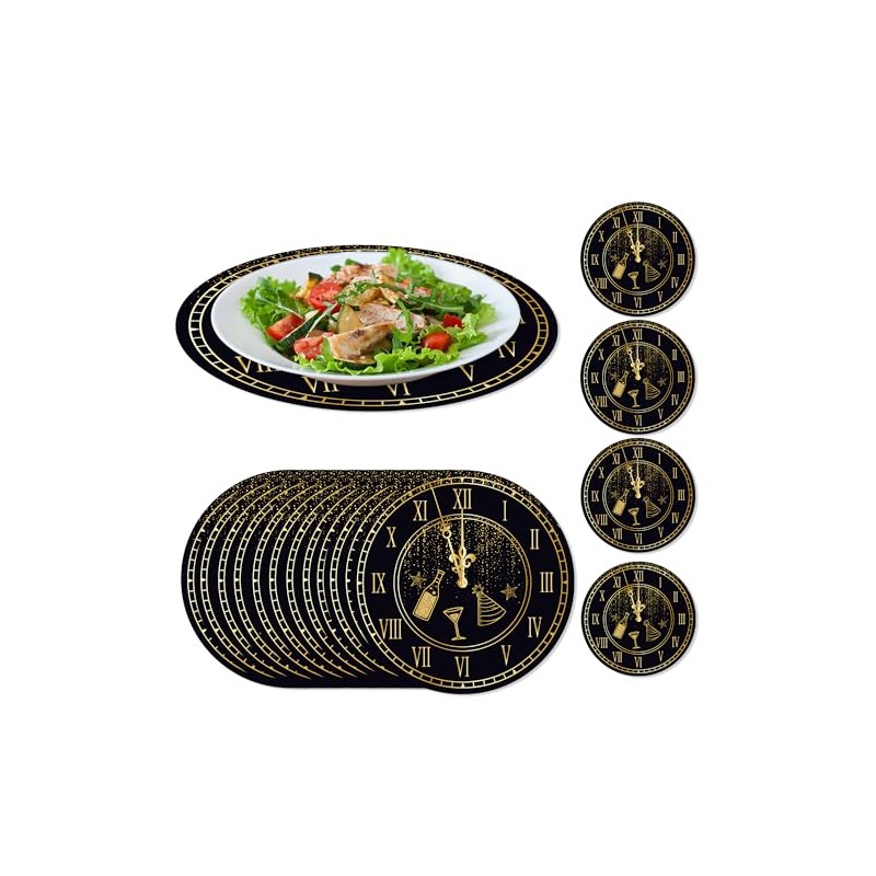 New Year Placemats Set Paper Placemats New Year Black Gold