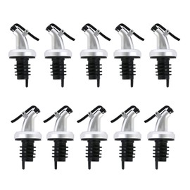 10 PCS Oil Pour Spouts，Olive Oil Vinegar Bottle Stopper Dispenser, Oil Bottle Stopper for Kitchen and Bar，Oil Dispenser Top, Leakproof Bottle Spouts for Oil, Vinegar, Olive Oil, Salad, Wine(Silver)