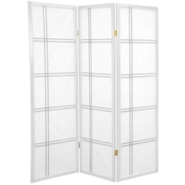 Oriental Furniture 5 ft. Tall Double Cross Shoji Screen - White - 3 Panels