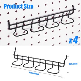 Coume 4 Pieces Pegboard Screwdriver Holders, Stainless Steel Pegboard Pliers Tool Hangers Shelving Display Hooks Organizer Multi Ring Tool Holders Accessories Racks for Shop Store Supermarket(Black)