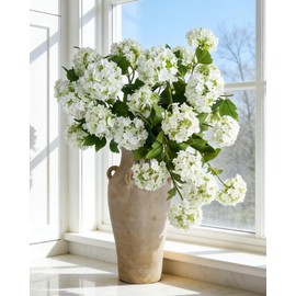 Florispera 6 Pcs Hydrangea Artificial Flowers - 32" & 26" Faux Long Stem with 24 Realistic Full Blooms for Spring & Summer Home Decor, Kitchen, Dining, Party, Office, Living Room