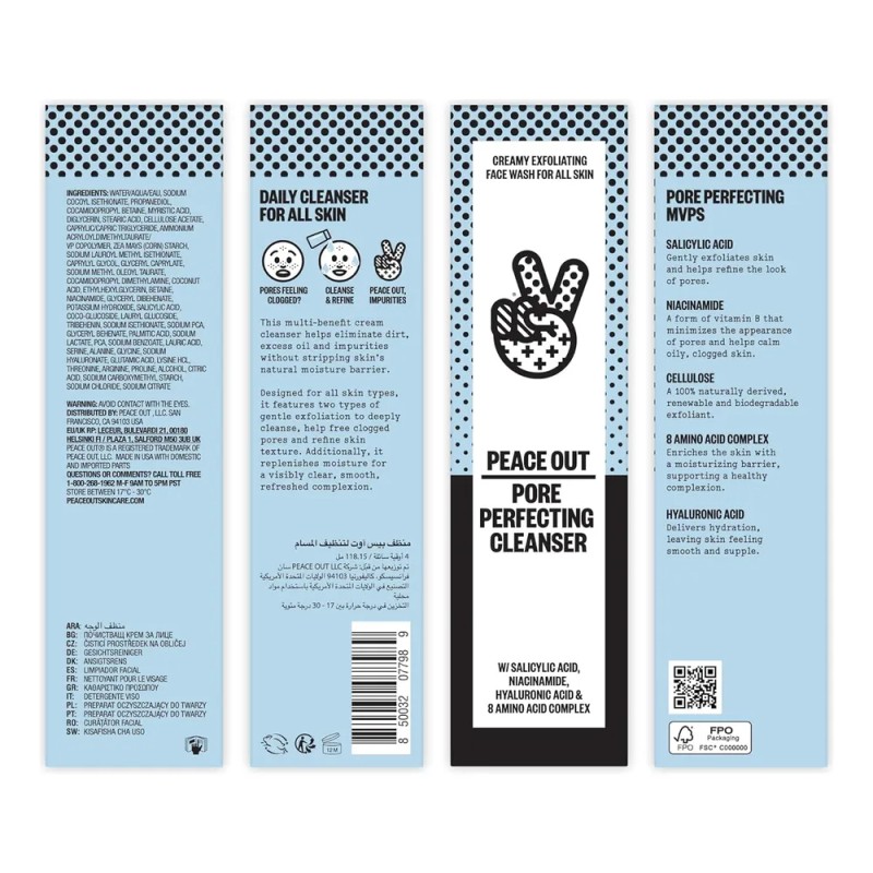 Limpiador Perfeccionador De Poros Peace Out Skincare, Limpia