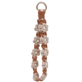 elephtree - Llavero de macramé bohemio con tela exquisito para llavero, pulsera hecha a mano para mujer, caqui (Khaki Flower), 7.09 * 0.79 * 0.79 IN
