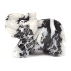 JUST IN STONES Carved Natural Zebra Jasper Gemstone Elephant Healing Guardian Statue Figurine Crafts 2 inch