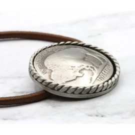 American Coin Treasures Buffalo Nickel Pewter Rope Western Style Hair Band Tie