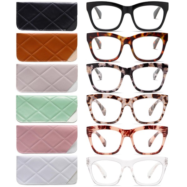 LOUOL Reading Glasses For Women Oversized Readers Blue Light Blocking