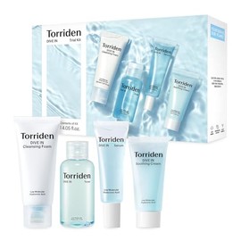 Torriden DIVE IN Trial Kit | Hyaluronic Acid Infused Daily Skincare Kit - 4 Step Regimen with Foam Cleanser, Facial Toner, Serum, and Cream | Travel E