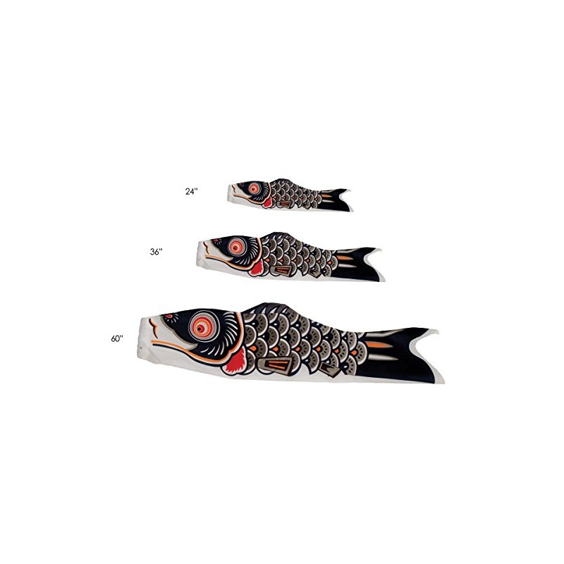 En la brisa peces koi Windsock, 36 pulgadas, Negro