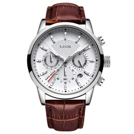 LIGE Men's Watch Sports Waterproof Chronograph Analog Quartz Leather Bracelet Classic Men's Fashion Business Date Wristwatch …