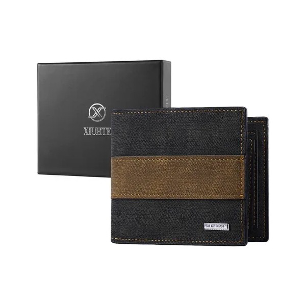 Monedero Para Hombre Cartera Caballero Cartera De Hombre Negro Xiuhte