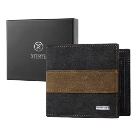 Monedero Para Hombre Cartera Caballero Cartera De Hombre Negro Xiuhte