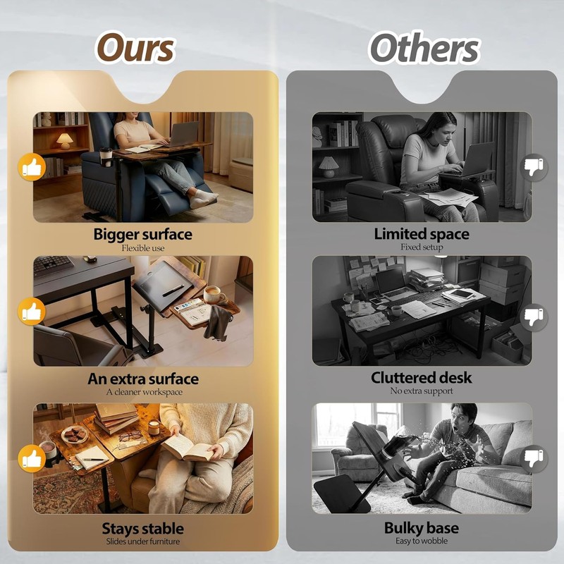 Swivel Table for Recliner Chair with Tilting Top, Adjustable Laptop