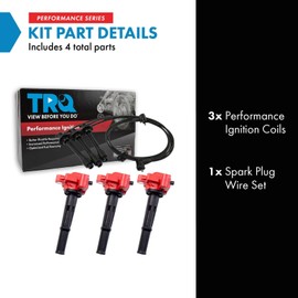 TRQ Ignition Coil Kit 4 Piece Compatible with 1996-2002 Toyota 4Runner 1995-1998 T100 1995-2004 Tacoma 2000-2004 Tundra