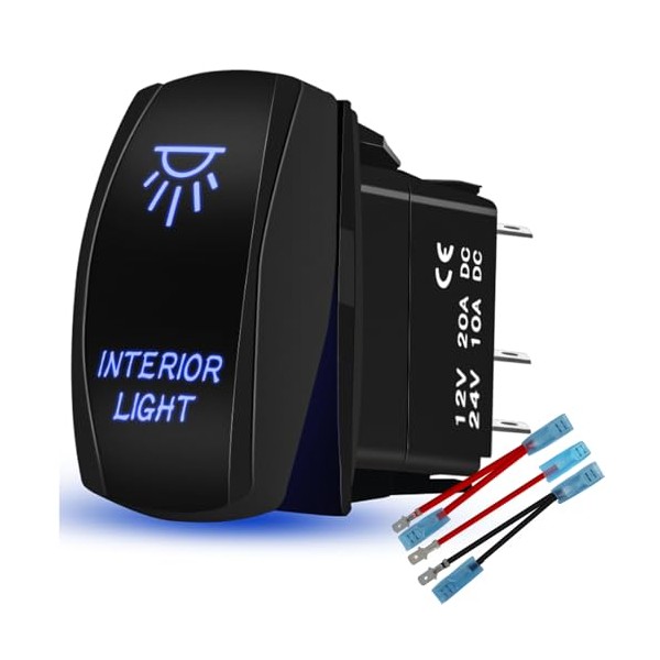 HOKAAER HOKAAER Interior Light Rocker Switch Toggle On-Off 12V/20A 24V/10A