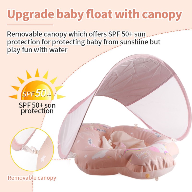 Children Swimming Circle Pink Little Horse Inflatable Sunshade Pool Float